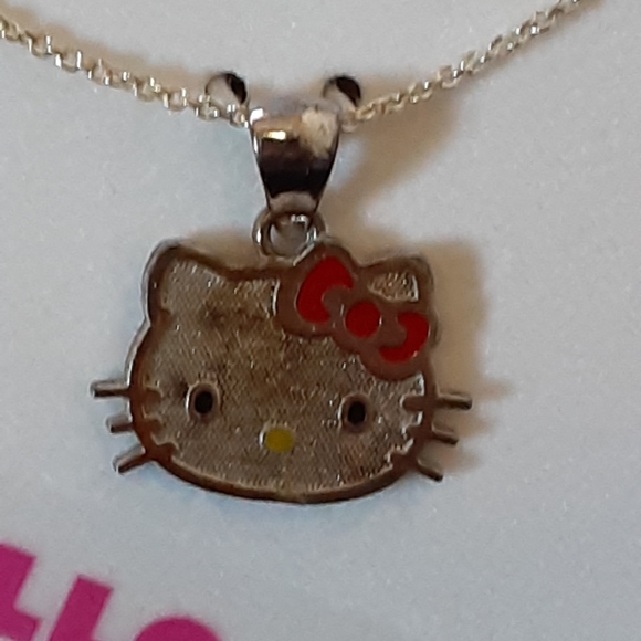 Sterling Silver Hello Kitty Bow Necklace - Picture 4 of 7